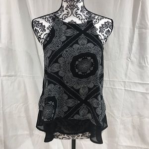 Black and White Paisley Halter Tank Top